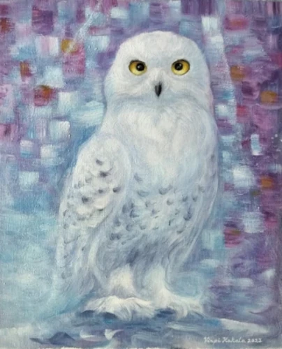 bubo scandiacus acryl painting.